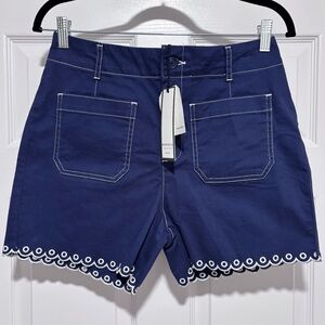 NWT Bagatelle Navy Scallop Hem Embroidered Shorts 8